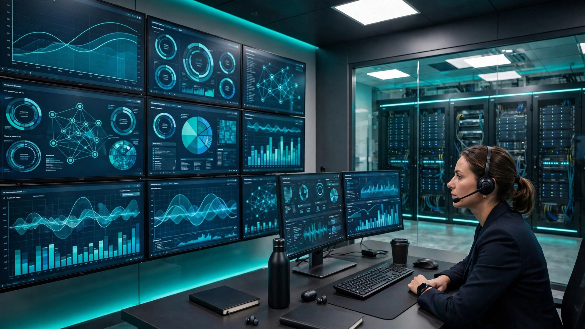 IT technician monitoring systems in NOC